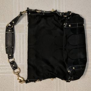 COACH Signature Shoulder Black Hand Bag with Gold hardware saddlebag